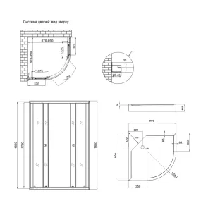 Душова кабіна Lidz Latwa SC90x90.SAT.LOW.GR, скло тон. 4 мм + Lidz Душовий піддон KAPIELKA ST90x90x15 №2