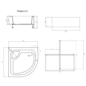 Душовий піддон Lidz KAPIELKA ST80x80x41 см з панеллю №2