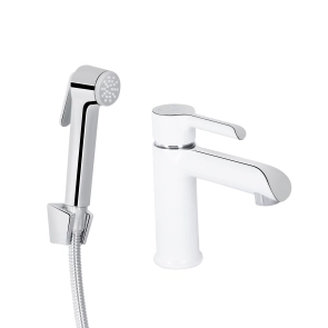 Змішувач для раковини Qtap Grand (з гігієнічним душем) QTGRA272CRW45671 Chrome/White №1
