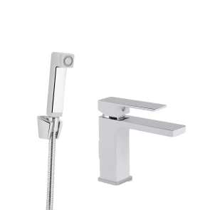 Змішувач для раковини Qtap Gemini (з гігієнічним душем) QTGEM272CRW45691 Chrome/White №1