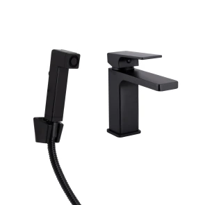 Змішувач для раковини Qtap Gemini (з гігієнічним душем) QTGEM272BLM45690 Black Matt №1