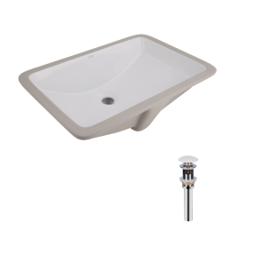 Комплект Qtap Stork: Раковина врізна прамокутна 535x365x190 мм White + Донний клапан PU02O №1
