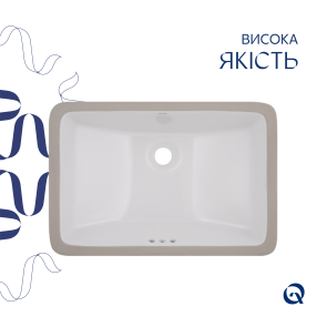 Комплект Qtap Stork: Раковина врізна прамокутна 535x365x190 мм White + Донний клапан PU02O №4