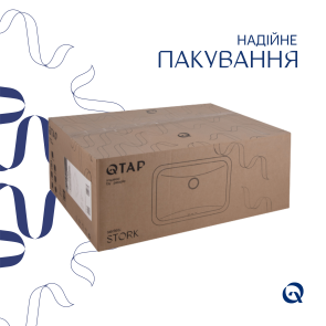 Комплект Qtap Stork: Раковина врізна прамокутна 535x365x190 мм White + Донний клапан PU02O №6