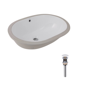 Комплект Qtap Stork: Раковина врізна овальна 570x390x210 мм White + Донний клапан PU02O №1