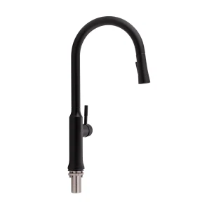 Змішувач для кухНі Qtap Baruska з висувним виливом QTBAR9137103UB Black Matt №1