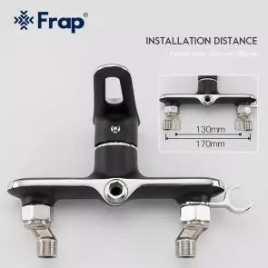 Змішувач для душу з гігієнічною лійкою Frap F2049-6, чорний/хром №4