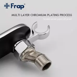 Змішувач для душу з гігієнічною лійкою Frap F2049-6, чорний/хром №5