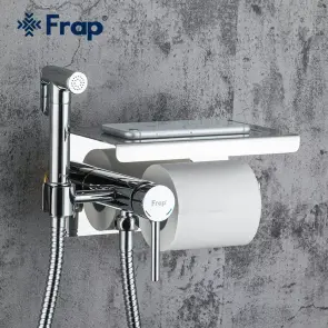 Гигиенический душ Frap F7516 с держателем для бумаги и полкой, хром №2