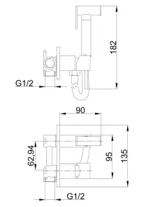 Гігієнічний душ із змішувачем Frap F7505, хром №7