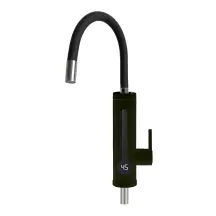 Проточный водонагреватель WEZER SDR-G8TR-Black для кухни, гибкий излив, датчик темп., термопредохранение, 3,3 кВт, черный