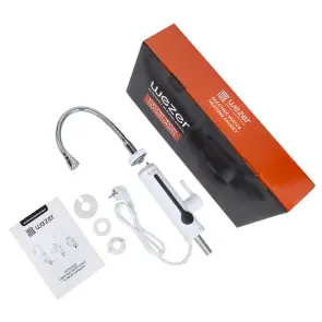 Проточный водонагреватель WEZER SDR-F8TR для кухни, рефлект. излив, термопредохранитель., датчик темп., 3,3 кВт, белый №2