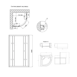 Душевая кабина Lidz Latwa SC80x80.SAT.HIGH.FR полукруглая, стекло Frost 4 мм + Душевой поддон KAPIELKA ST80x80x41, с панелью Lidz №2