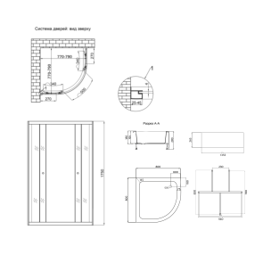 Душевая кабина Lidz Latwa SC80x80.SAT.MID.GR полукруглая, стекло тон. 4 мм + Душевой поддон KAPIELKA ST80x80x26, с панелью Lidz №2