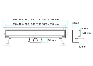 Трап стінний зливний з нержавіючої сталі Fala BRICK 90X4X5 см №8