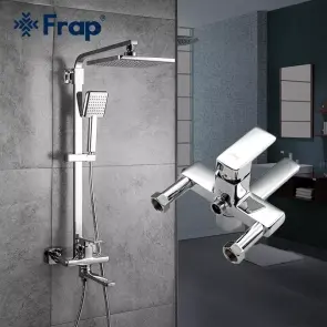 Душева система Frap F2460, поворотний вилив - перемикач на лійку/душ, 1 режим, хром №3