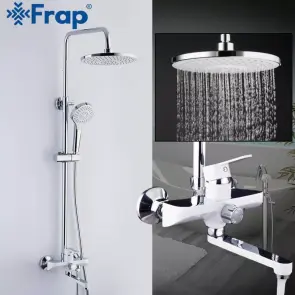 Душевая система Frap F2441 с поворотным изливом, белый/хром №3