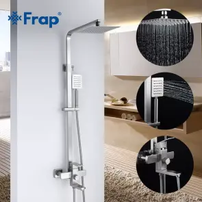 Душевая система Frap F2421, поворотный излив - переключатель лейки, 1 режим, нержавеющая сталь №2