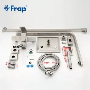 Душевая система Frap F2421, поворотный излив - переключатель лейки, 1 режим, нержавеющая сталь №4