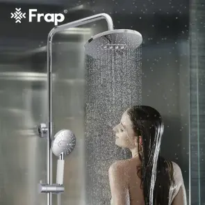 Душевая система Frap F2449, поворотный излив - переключатель лейки, 3 режима, белый/хром №2