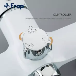 Душевая система Frap F2449, поворотный излив - переключатель лейки, 3 режима, белый/хром №3