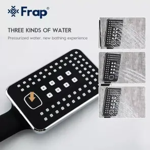 Душевая система Frap F2457, поворотный излив - выключатель головного/душа, 3 режима, черный/хром №7