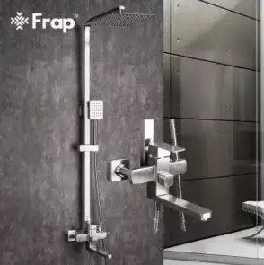 Душевая система Frap F24802, поворотный излив - переключатель лейки, 1 режим, нержавеющая сталь №2