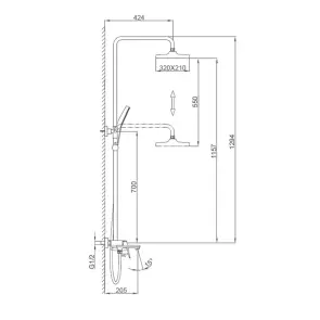 Душова система FRAP F2487, 3 функції, клавіш. перемик., хром №2
