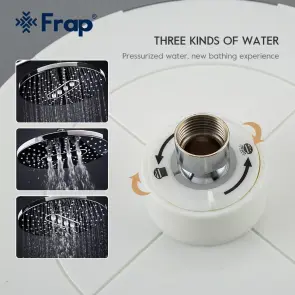 Душевая система Frap F2449, поворотный излив - переключатель лейки, 3 режима, белый/хром №5