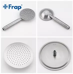 Душевая система Frap F24801, поворотный излив - переключатель лейки, 1 режим, нержавеющая сталь №5