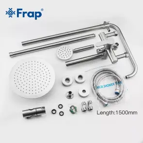 Душевая система Frap F24801, поворотный излив - переключатель лейки, 1 режим, нержавеющая сталь №6