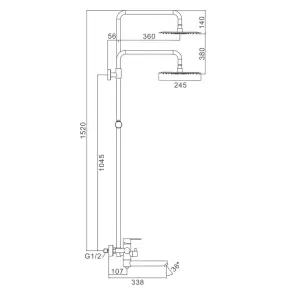 Душевая система Frap F24801, поворотный излив - переключатель лейки, 1 режим, нержавеющая сталь №7