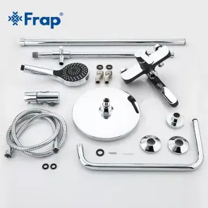 Душевая система Frap F2442, поворотный излив - переключатель лейки, 3 режима, черный/хром №5