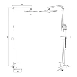 Душевая система WEZER PRO16-02-BLACK, излив - переключатель на лейку, 3-функции №2