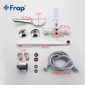 Змішувач для ванни Frap F2245, білий/хром №6