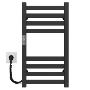 Полотенцесушитель электрический Magnus П8 200х600 Deffi нержавеющая сталь (Черный, JD04, Левое подключение) №1