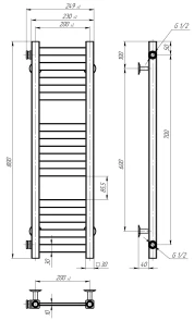 Полотенцесушитель электрический Magnus П12 200х800 Deffi нержавеющая сталь (Хром, JD04, Левое подключение) №3