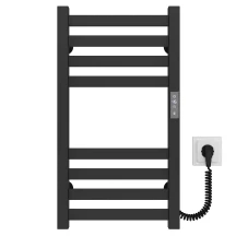 Полотенцесушитель электрический Magnus П8 200х600 Deffi нержавеющая сталь (Черный, JD04, Правое подключение)