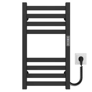 Полотенцесушитель электрический Magnus П8 200х600 Deffi нержавеющая сталь (Черный, JD04, Правое подключение) №1