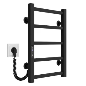 Полотенцесушитель электрический Forest П6 200х600 Deffi нержавеющая сталь (Черный, JD04, Левое подключение) №2