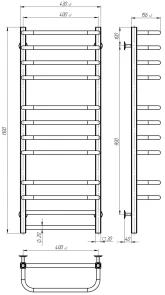 Полотенцесушитель электрический Lux П12 400х1100 Deffi нержавеющая сталь (Черный, JD04, Левое подключение) №3
