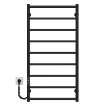 Полотенцесушитель электрический Ladder П9 500х1000 Deffi нержавеющая сталь (Черный, JD03, Левое подключение)
