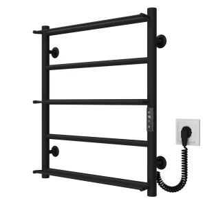 Рушникосушарка електрична Ladder П5 500х600 Deffi нержавіюча сталь (Чорний, JD03, Праве підключення) №2
