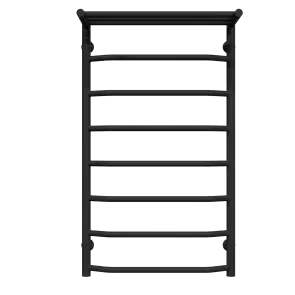 Рушникосушарка водяна Трапеція з полицею П8 500х900 Deffi нержавіюча сталь (Чорний, Нижнє підключення) №1