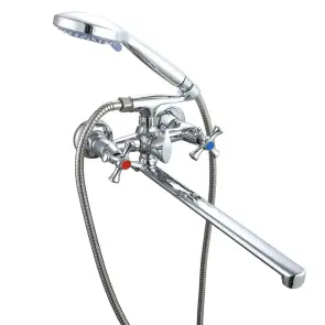 Смеситель для ванны WEZER VRL722-12 двухвентильный, с длинным изливом, хром №1