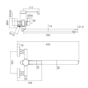 Смеситель для ванны FRAP F2267-6, черный №3