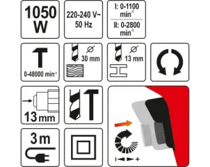 Дрель ударная YATO 1050 Вт №4