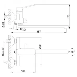 Змішувач для ванни Frap F2262, чорний №3