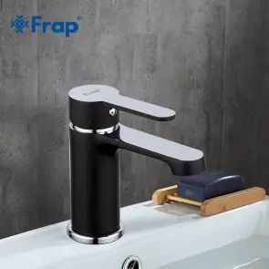 Змішувач для умивальника Frap F1042, чорний/хром №2