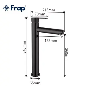 Смеситель для умывальника Frap F10801-62 высокий, черный №4